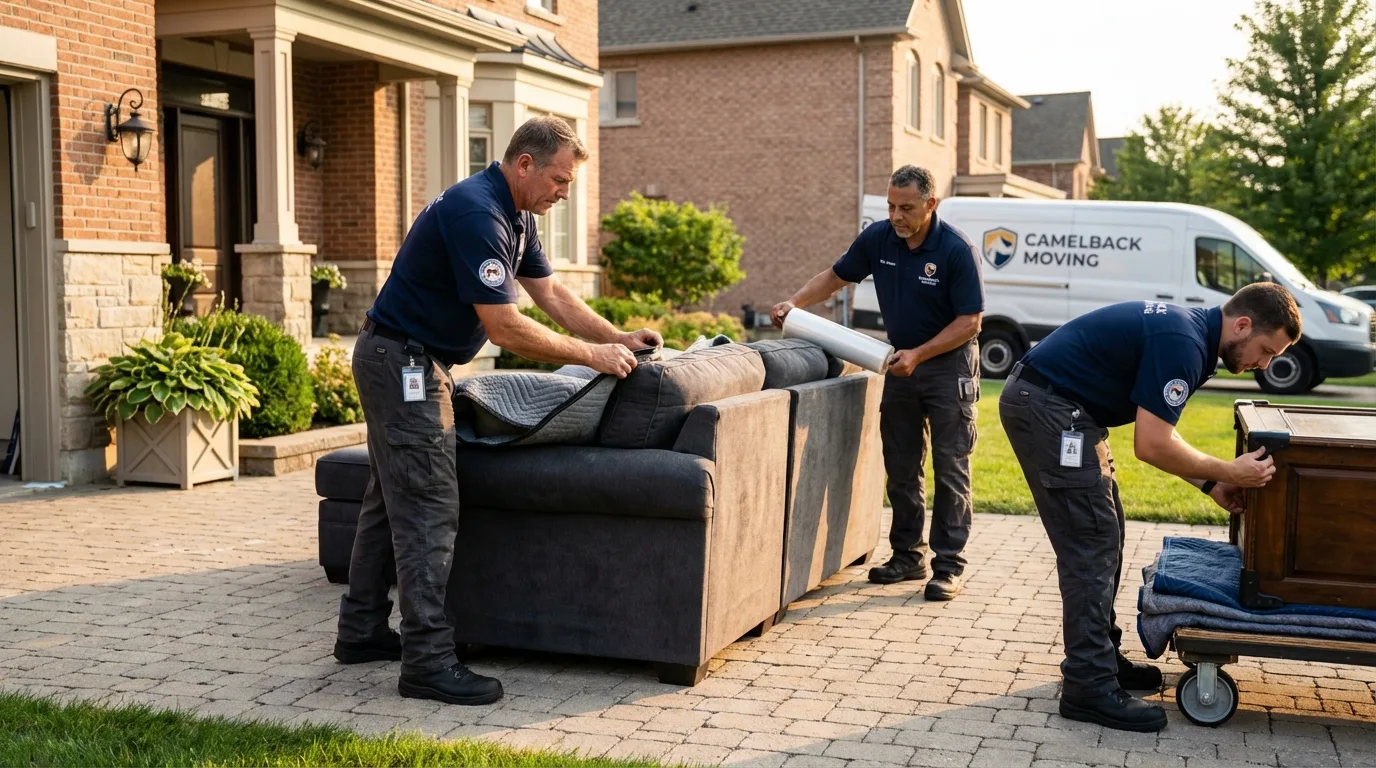 Large estate moving crew wrapping furniture in University Park, IL